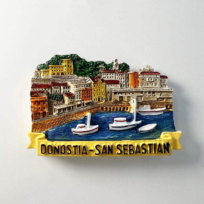 西班牙吉普斯夸省会圣塞瓦斯蒂安旅游纪念港口景点创意磁性冰箱贴