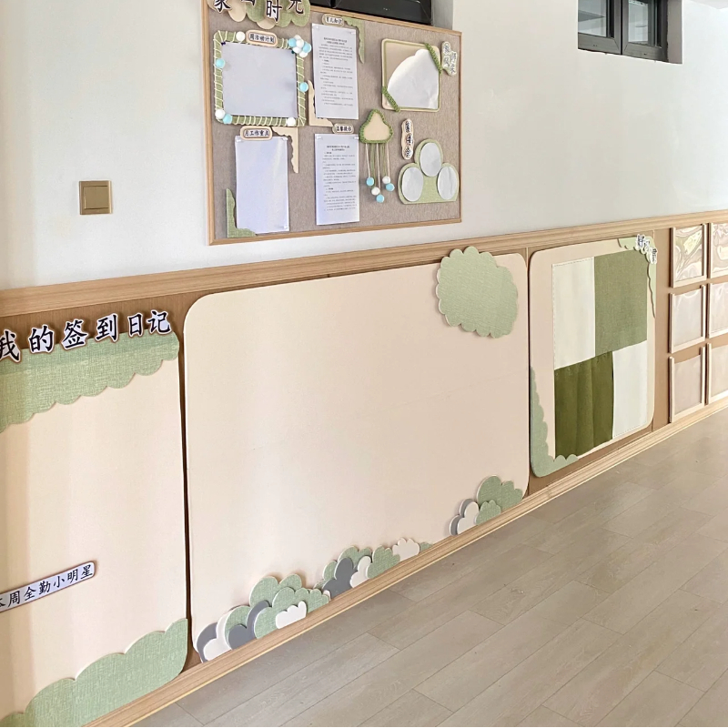 麻布莫兰迪环创材料森系家园联系栏走廊墙面幼儿园主题墙纸边框春