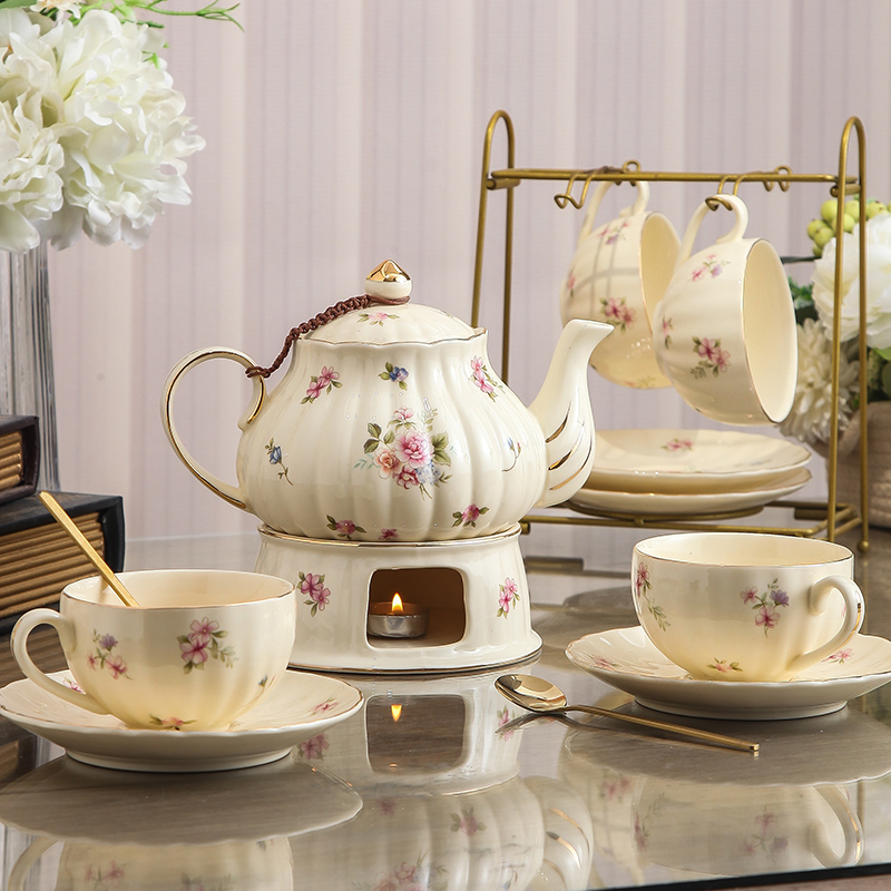 花茶壶套装蜡烛加热法式复古家用英式下午茶具水果茶壶茶杯送礼