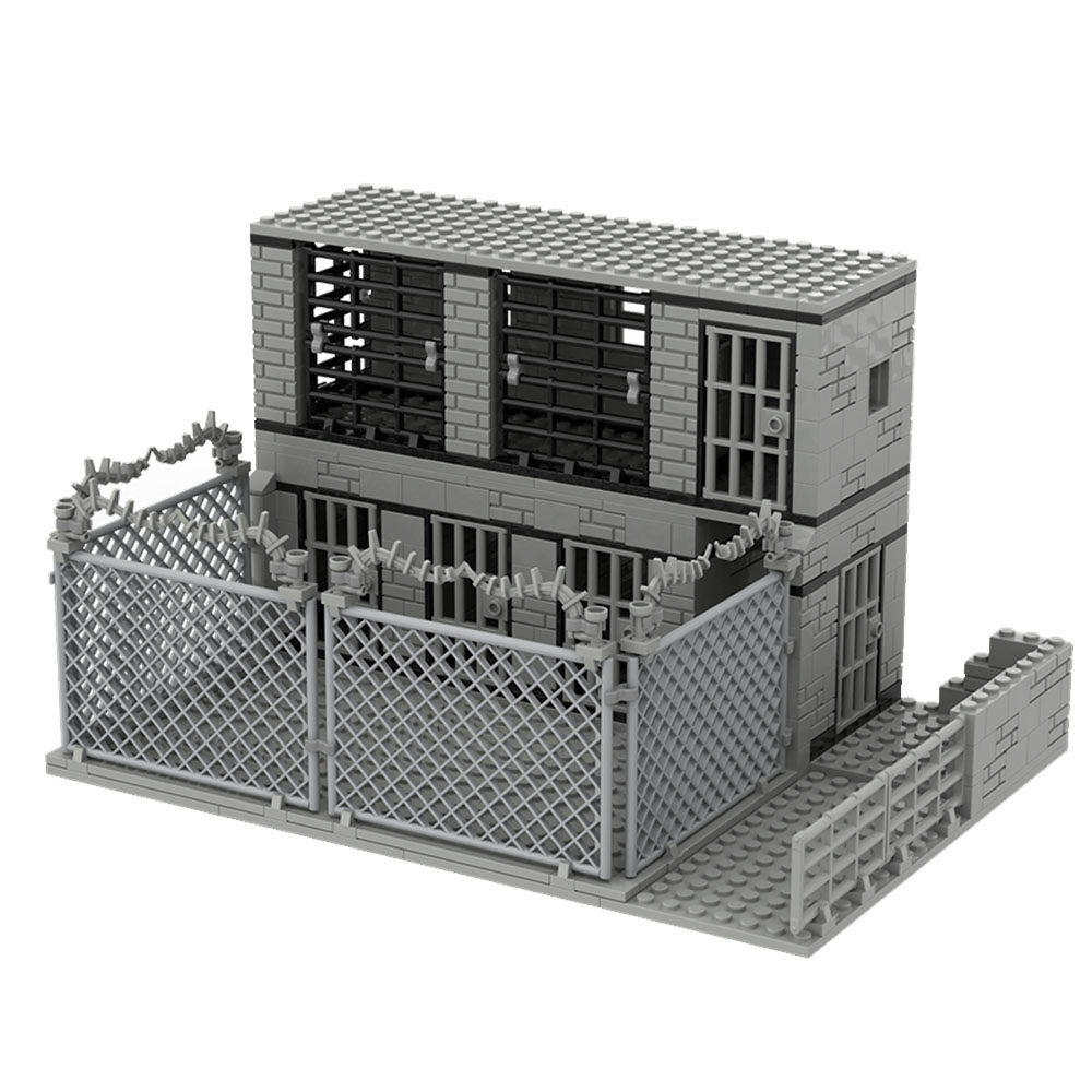 兼容小颗粒积木玩具拼装益智moc军事警署监狱牢房人仔场景diy牢笼