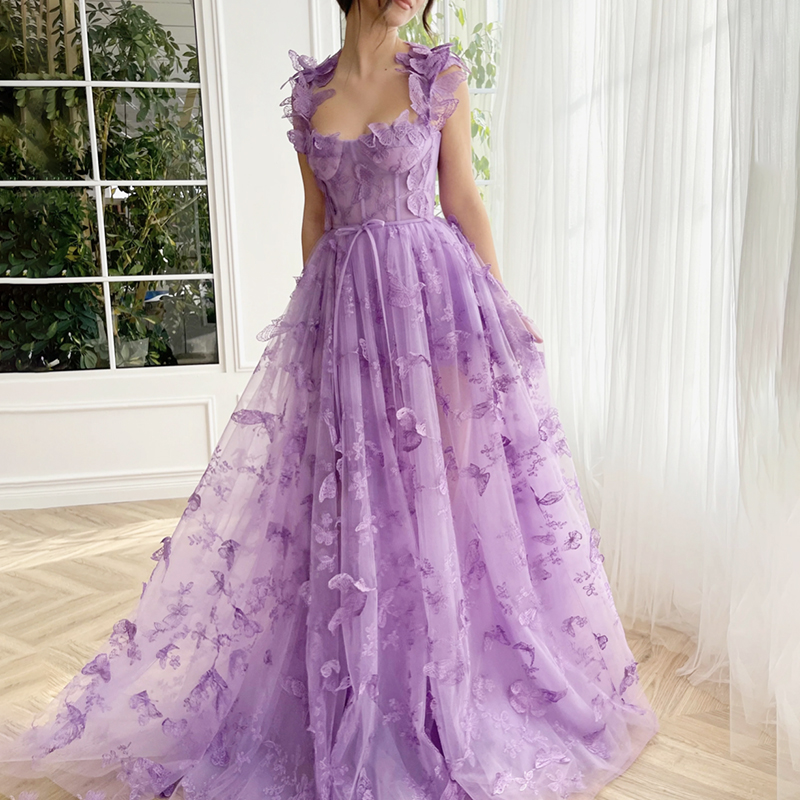 蝴蝶伴娘裙连衣裙订婚礼服裙轻奢小众高端敬酒公主裙紫色婚纱礼服
