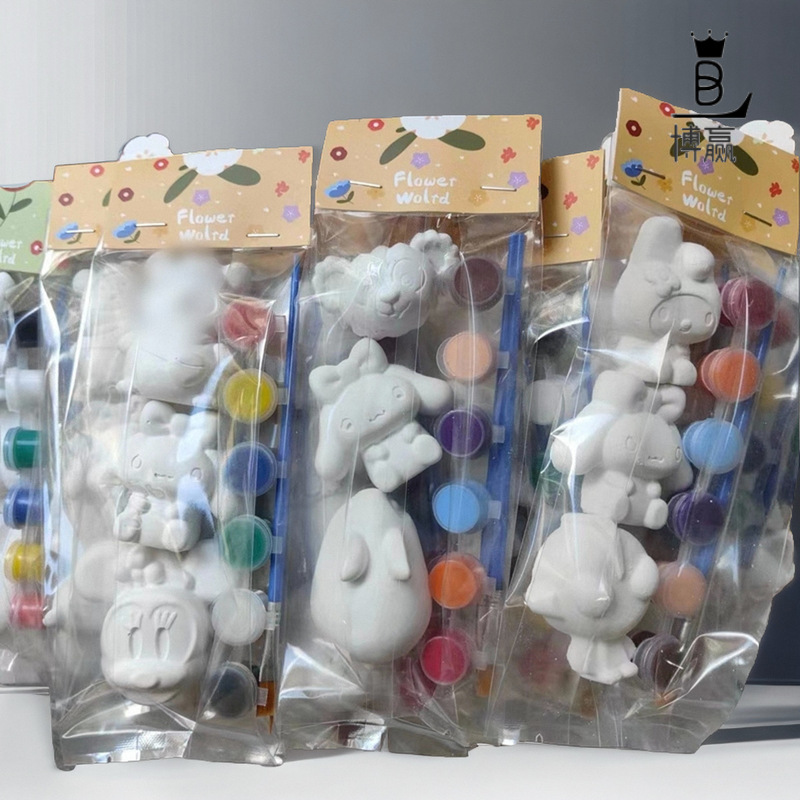 石膏娃娃盒装爱莎厂家礼品斗罗十二生肖制作图纸猫咪流体男孩盒子