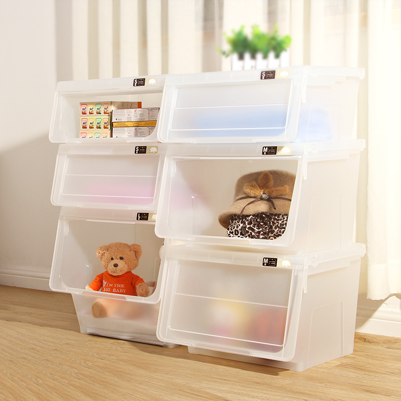 日本天马株式会社前开式河马口收纳箱塑料衣物儿童玩具整理储物箱