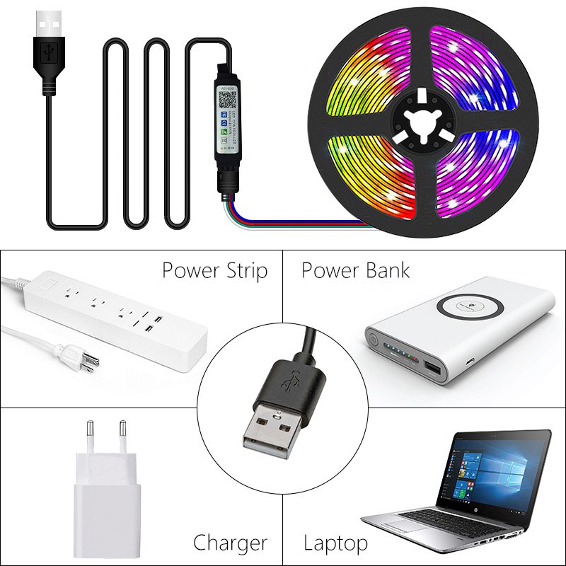 极速5V USB WIFI Bluetooth 1M-30M 5050 USB Led Strips Light W