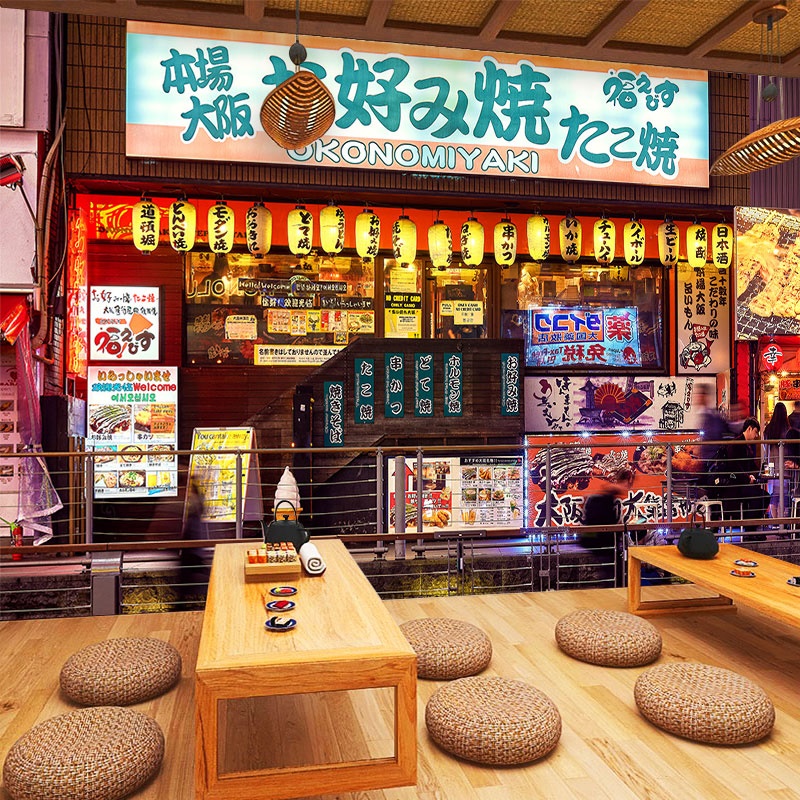 日本东京街景壁纸街道装饰背景墙布日式寿司店壁画和牛日料店墙纸
