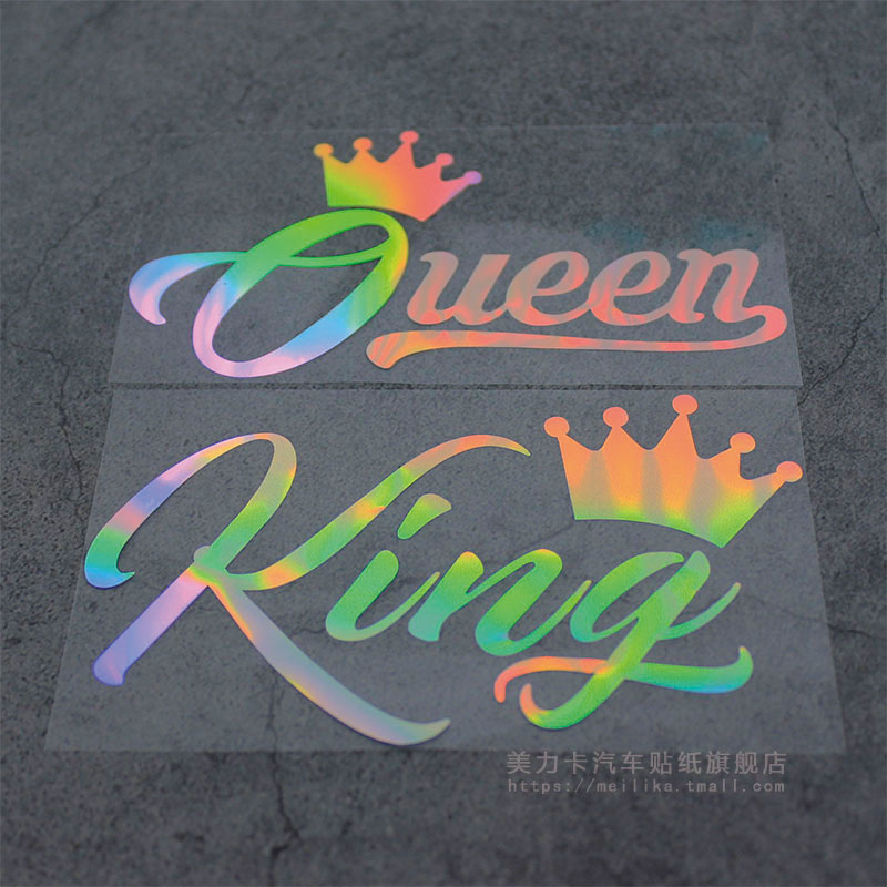 英文字母king queen个性创意防水反光贴画摩托电动车车身后窗贴纸