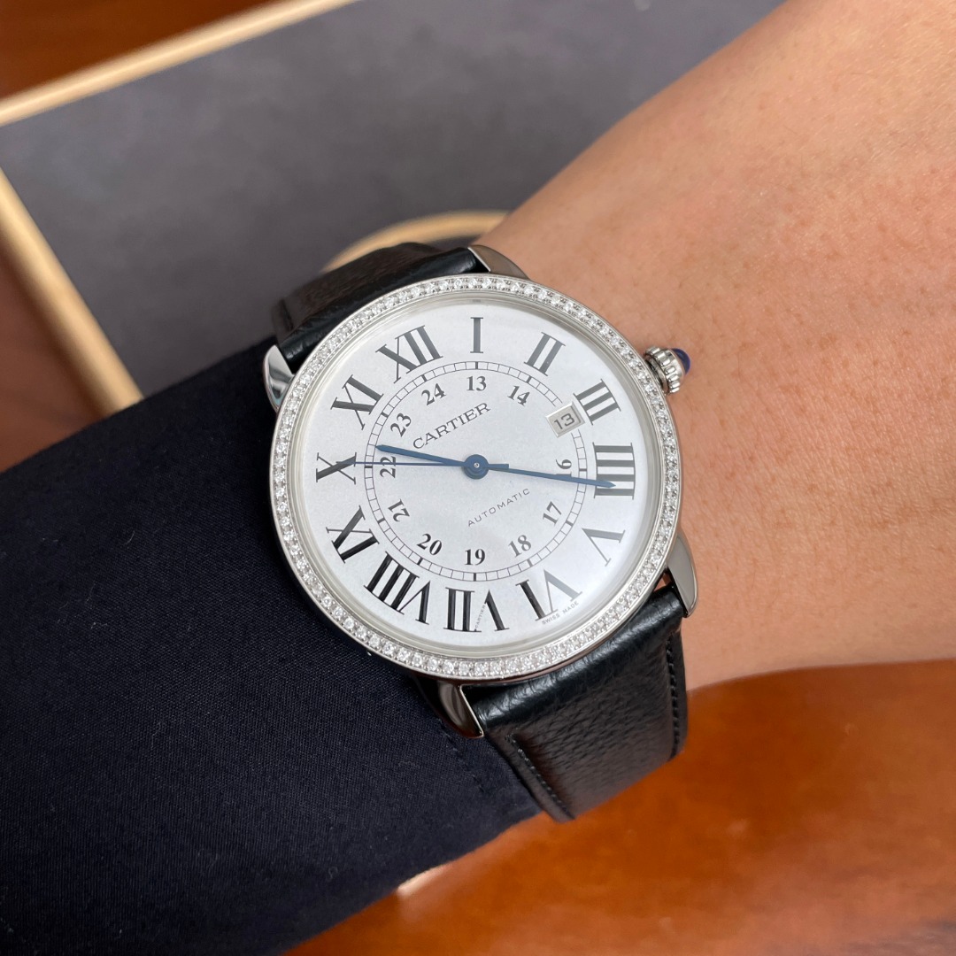 [9.8新]卡地亚大号伦敦系列精钢后镶钻自动机械手表男W6701010