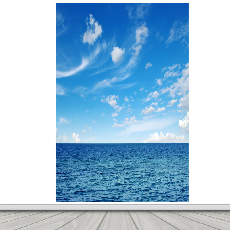 海浪浪花大海风景壁画蓝天白云客厅背景墙贴纸装饰画自然美景贴画