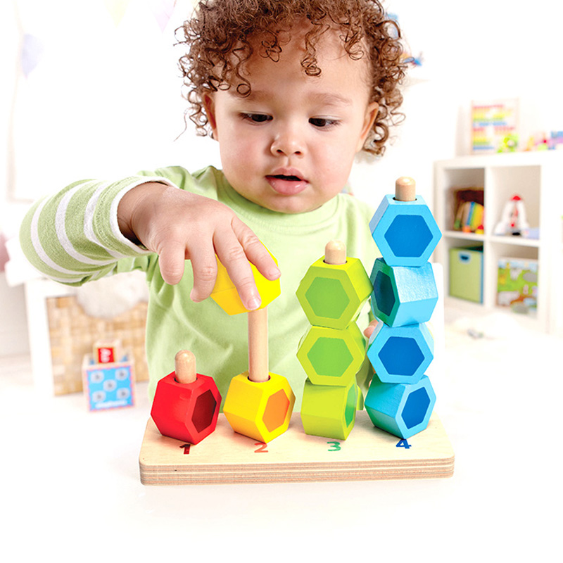Hape数字堆堆乐1-3岁分类儿童木制串珠宝宝 早教男女孩益智力玩具