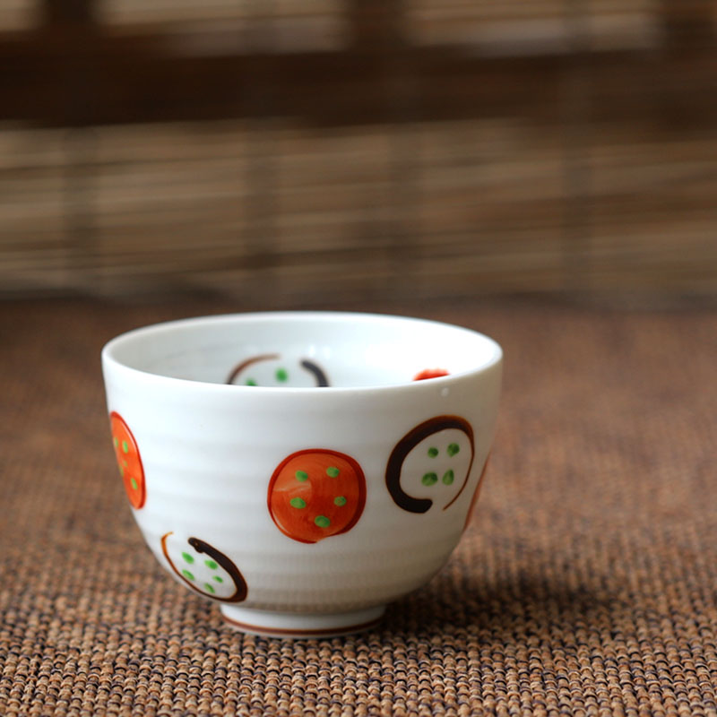 日本进口米饭碗手绘丸纹可爱的饭碗好看的碗甜品碗面碗沙拉碗瓷碗