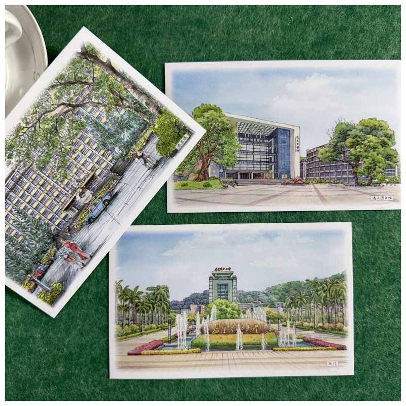 学生励志福建农林大学明信片手绘版校园风景摄影卡片高校留言卡