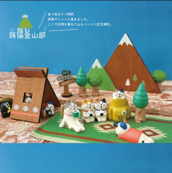 日式猫ZAKKA杂货探险登山系列三毛猫旅猫桌面摆件礼品
