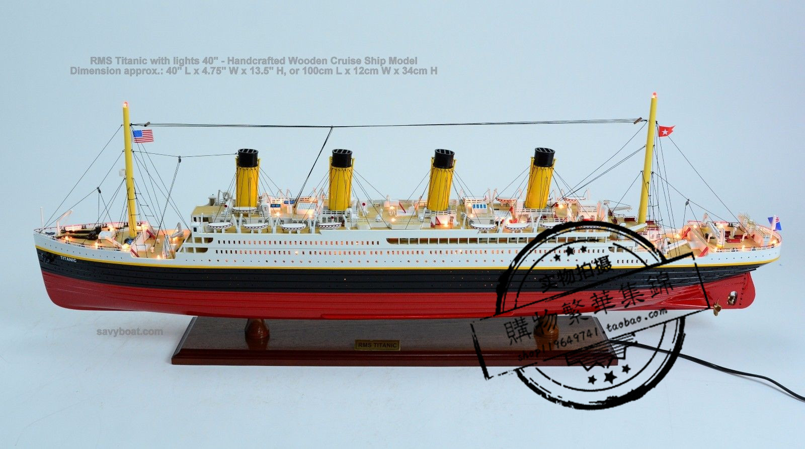 代购船模 泰坦尼克号白星航运公司手工制作木制游轮模型40灯礼物