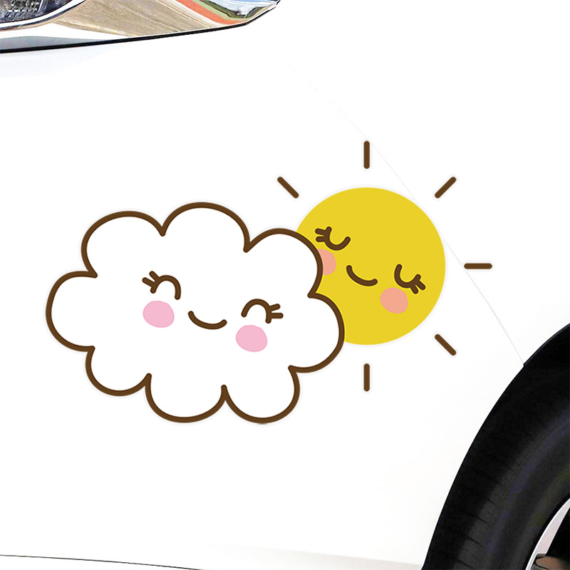 汽车贴纸创意个性云朵太阳电动车卡通装饰遮盖车贴划痕遮挡盖贴画