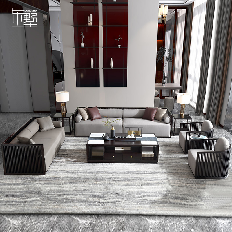 东墅极简新中式沙发组合全实木高端直排轻奢禅意客厅黑檀木家具P6