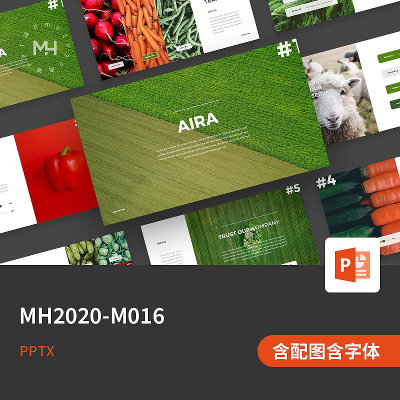 【PPT-M016】欧美高端农业招商蔬菜水果粮食农产品宣传PPT模板