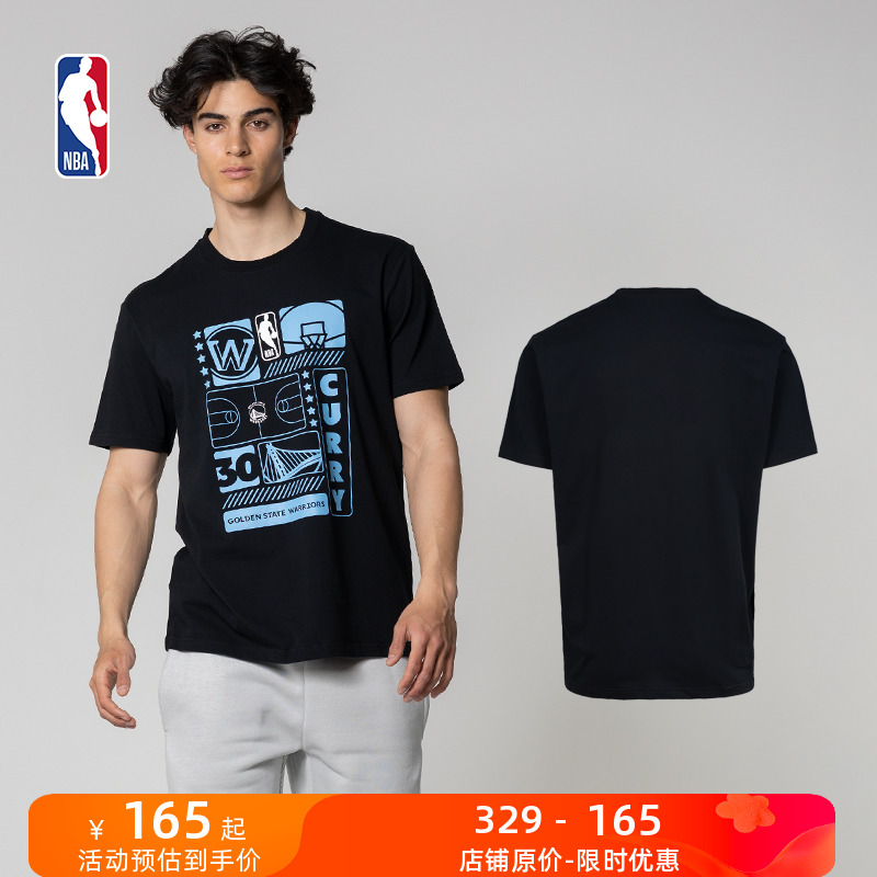 NBA官方正品男子春夏运动休闲圆领舒适短袖T恤勇士队库里