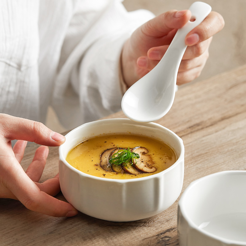 白色陶瓷吃米饭碗家用单个小汤勺盘子汤面碗大号日式酸菜鱼大盆碗