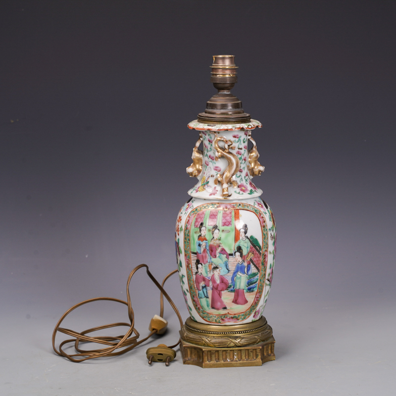 清广彩瓷器人物故事欧美回流瓷器灯古董古玩旧货老货收藏老物件