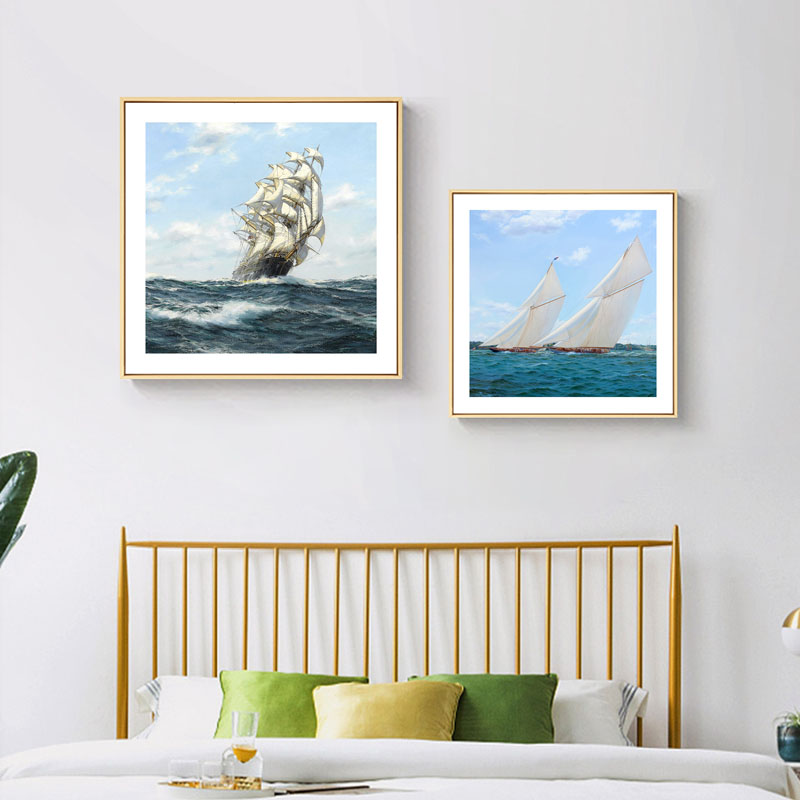 帆船装饰画卧室床头挂画客厅沙发背景墙画现代简约办公室一帆风顺