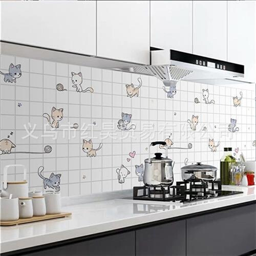 厨房贴纸防水防油耐高温自粘墙贴橱柜油机瓷砖台面立体图案壁纸