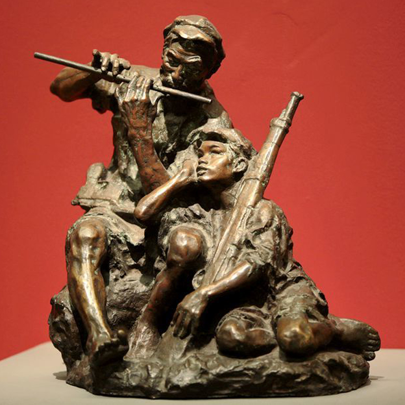 艰苦岁月红色文化雕塑玻璃钢红军八路军人物雕像铸铜纪念馆摆件