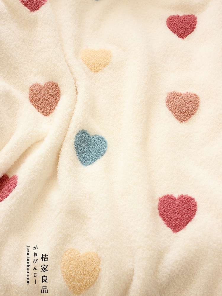 软棉花床品爱小心绒保暖毯子心刺绣卫衣桔布料的外套家双面绒绵绵