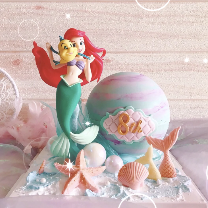 海洋美人鱼人鱼公主女生生日蛋糕摆件海星贝壳鱼尾敲敲乐女孩模具
