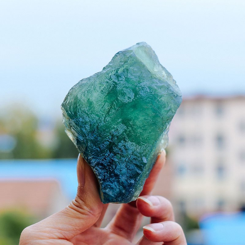 天然水晶绿萤石原石摆件矿石碎石矿物鱼缸造景宝石头儿童标本