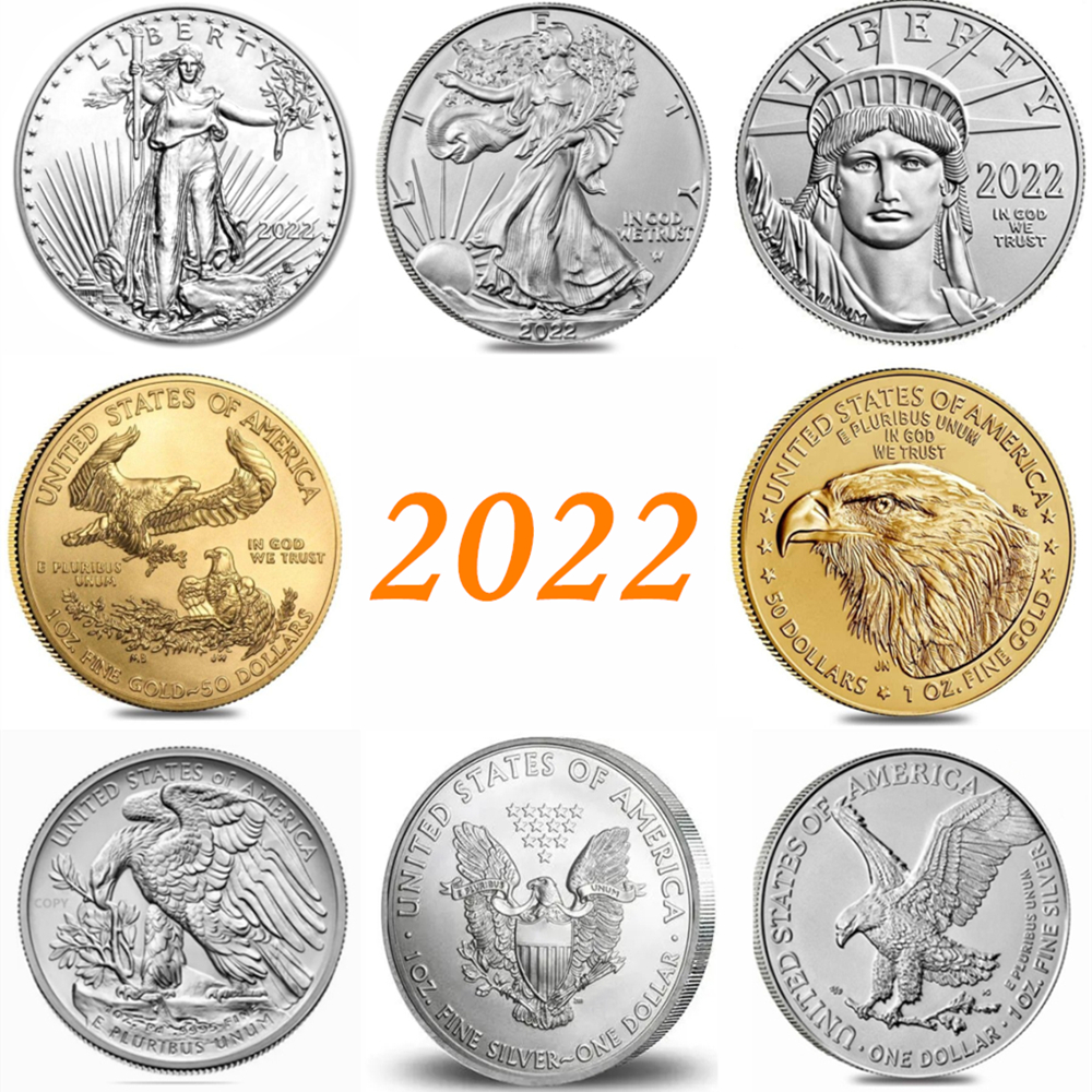 2022年美国鹰洋纪念币章自由女神币外贸硬币虎年幸运币礼物品外币