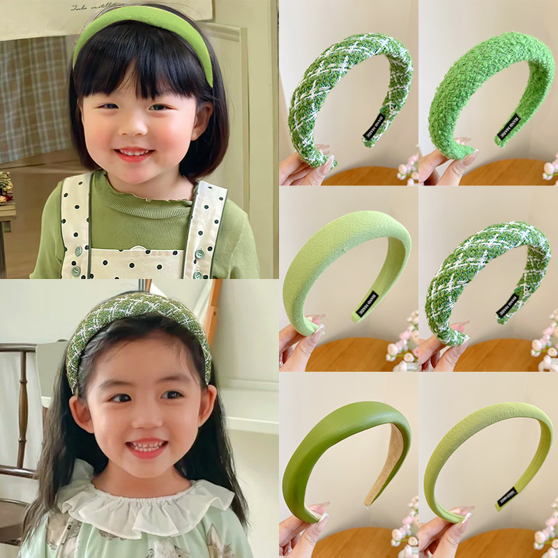 韩国新款儿童发箍刘亦菲同款绿色头箍发卡女童高颜值发捆女孩头饰