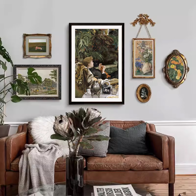 森林童话欧式复古客厅卧室背景墙挂画美式轻奢组合装饰画玄关壁画