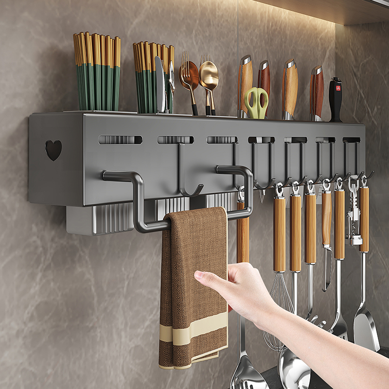厨房置物架免打孔壁挂多功能省空间刀具收纳筷子刀架用品家用大全
