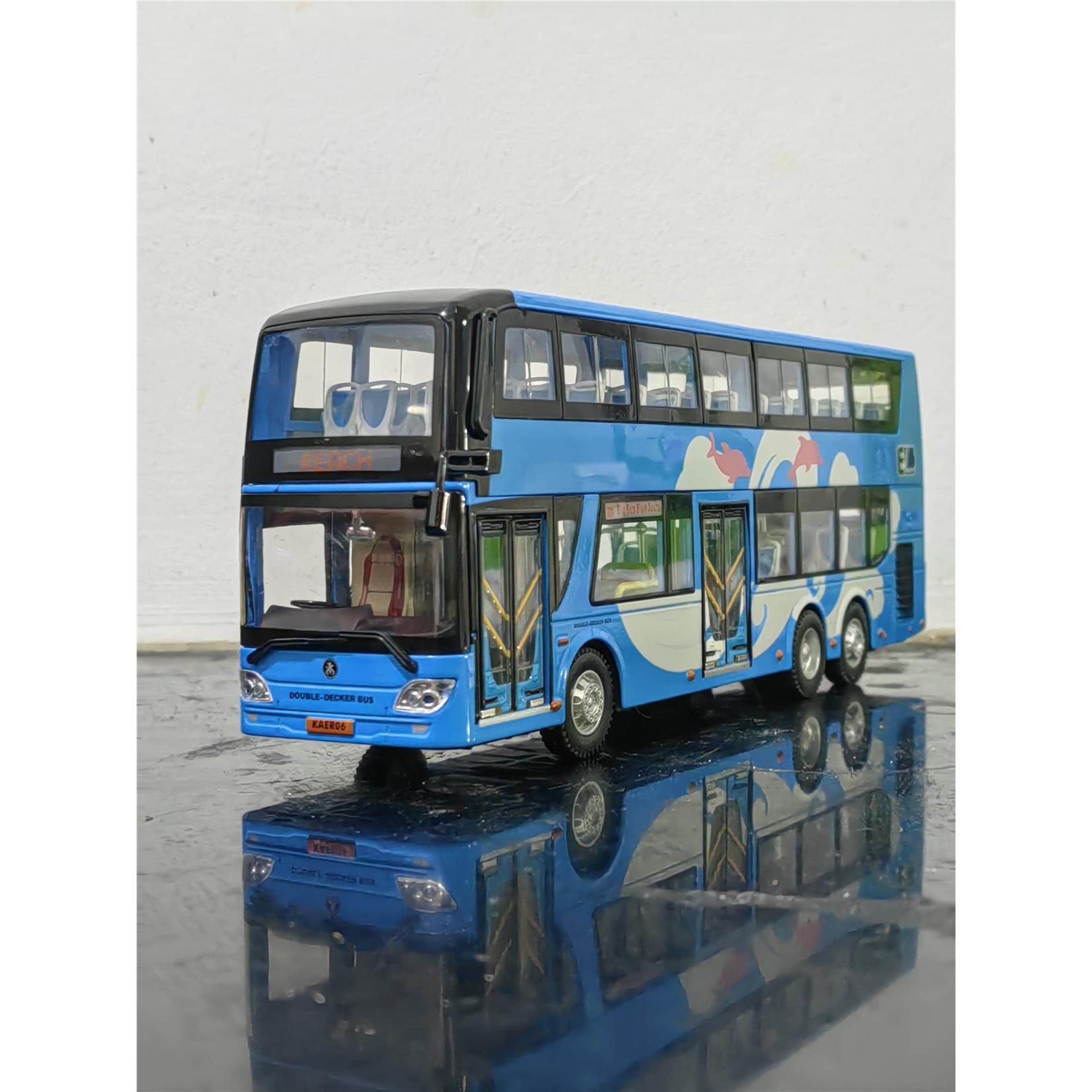 :142宇通客车模型黑金刚巴士新款纯电动双层公交车中通玩具车定制