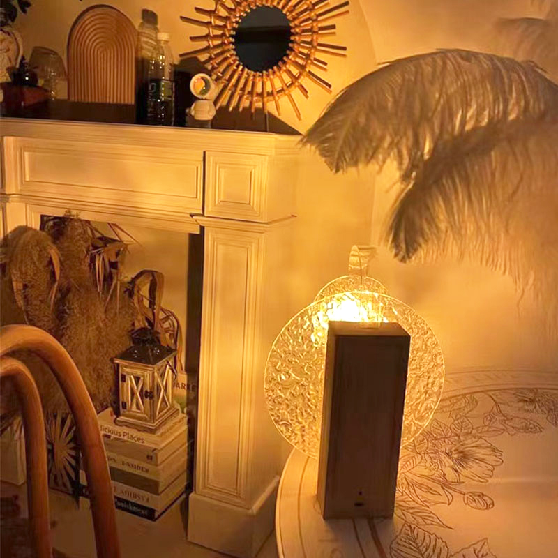 定制创意旋转水波纹氛围灯卧室房间动态背景投影落日装饰智能台灯