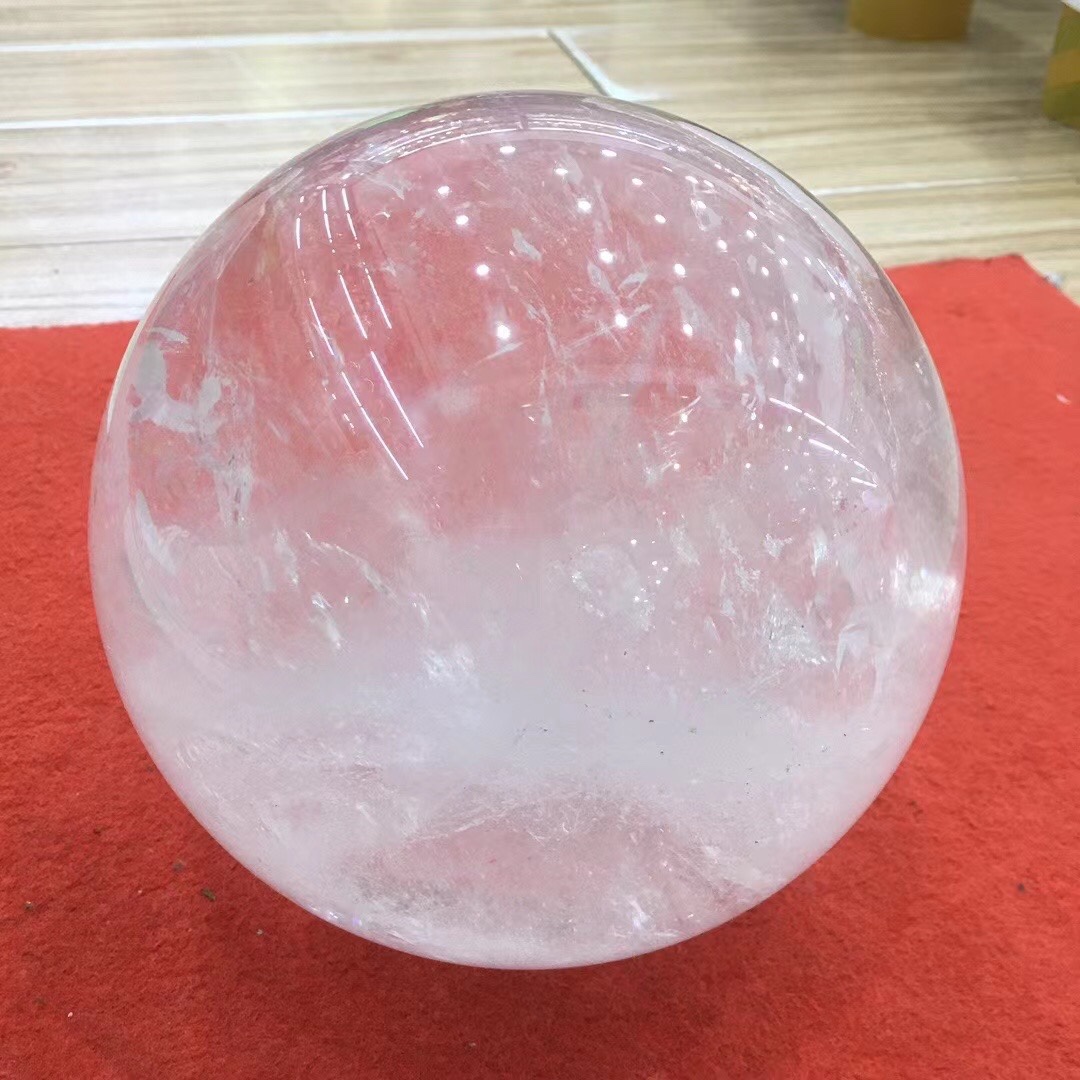天然水晶球摆件礼品矿物收藏白水晶体微棉直径17.5厘米重7.45公斤