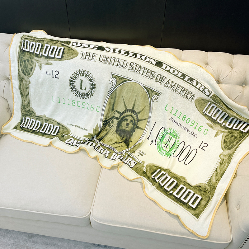 百万美金毯子美元钞票人民币发财毛毯办公室午睡创意百元搞笑搞怪