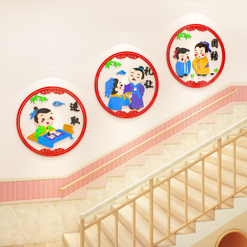 幼儿园传统文化墙贴教室楼梯中国风主题环境创设布置材料墙面装饰