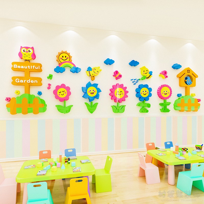 幼儿园环创主题墙装饰向日葵花朵励志墙贴画小学教室楼梯走廊布置