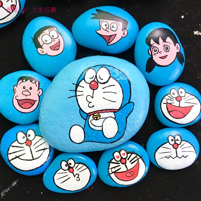 哆啦A梦石头画成品创意diy定制手绘鹅卵石叮当猫礼物摆件小饰品