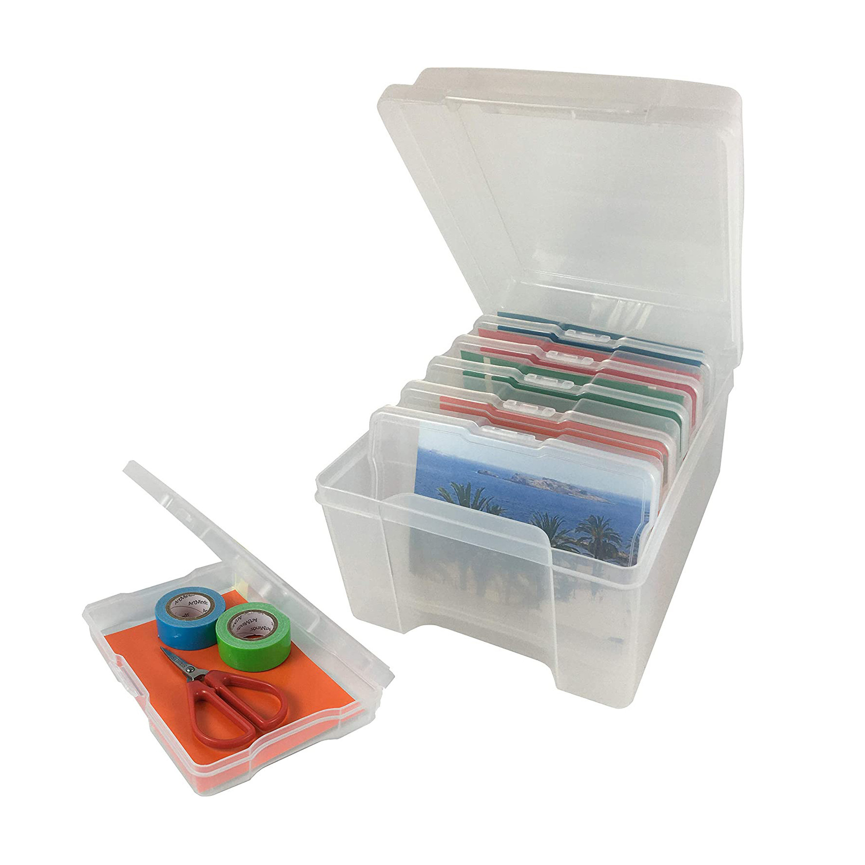4x6英寸桌面文件贺卡档案分类整理透明塑料收纳盒 照片收纳塑料盒