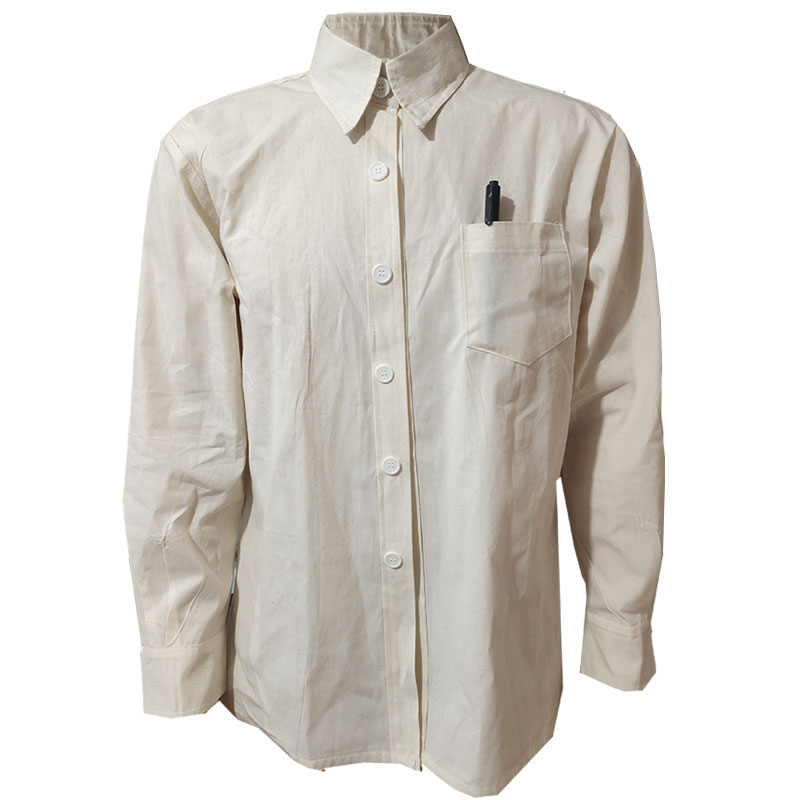 纯棉粗布老式衬衣长袖男女解放时期衬衫老兵款米白色65式米白衬衣
