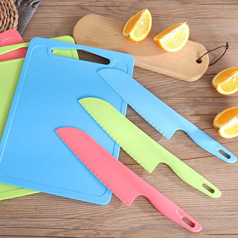 不伤手儿童案板幼儿园切菜板安全塑料刀早教水果刀菜刀具教学砧板