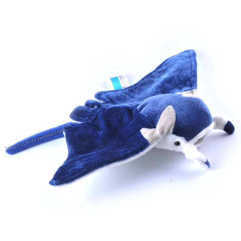 正版日本冲绳水族馆蓝色魔鬼鱼仿真海洋动物毛绒布艺类玩具公仔