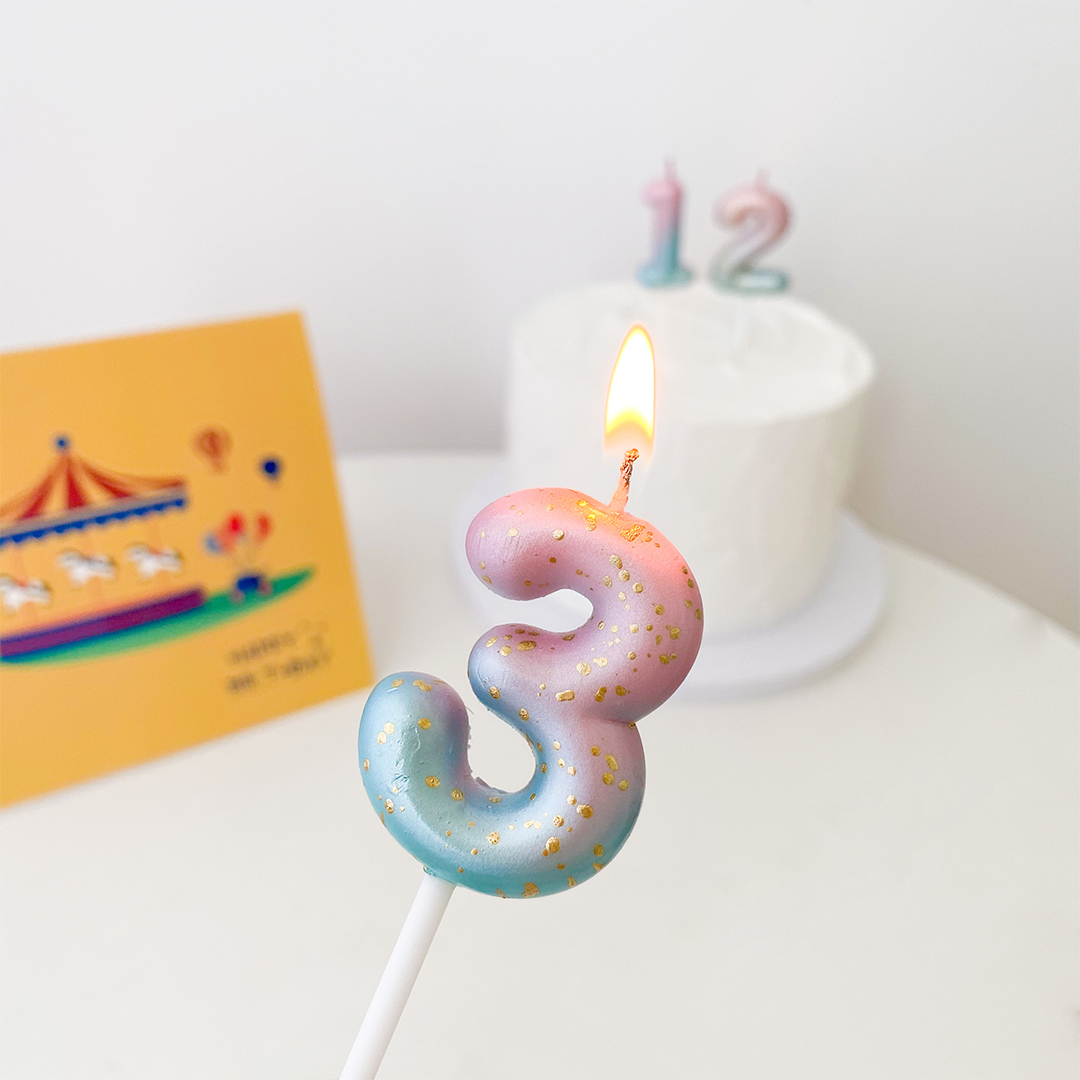 渐变生日蜡烛个性创意彩色糖果蛋糕派对气氛数字装饰摆件