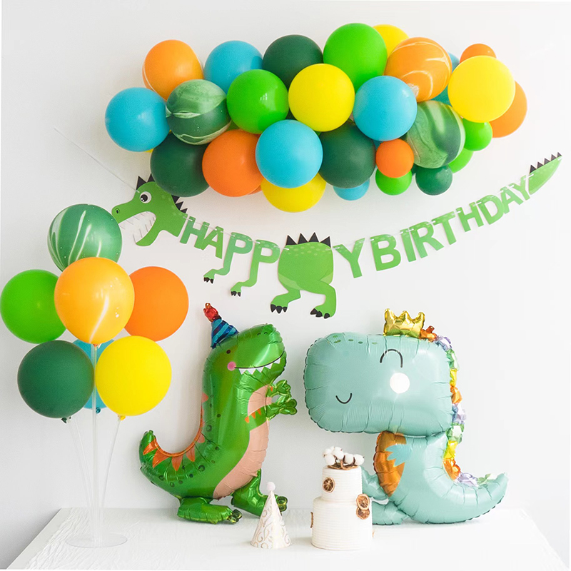 萌叔派对~男孩恐龙主题生日布置气球周岁宝宝派对装饰布置场景