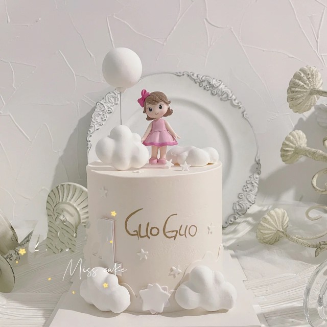 Q版小公主摆件小女孩蛋糕装饰配件可爱卡通甜品插排粉色女生宝宝