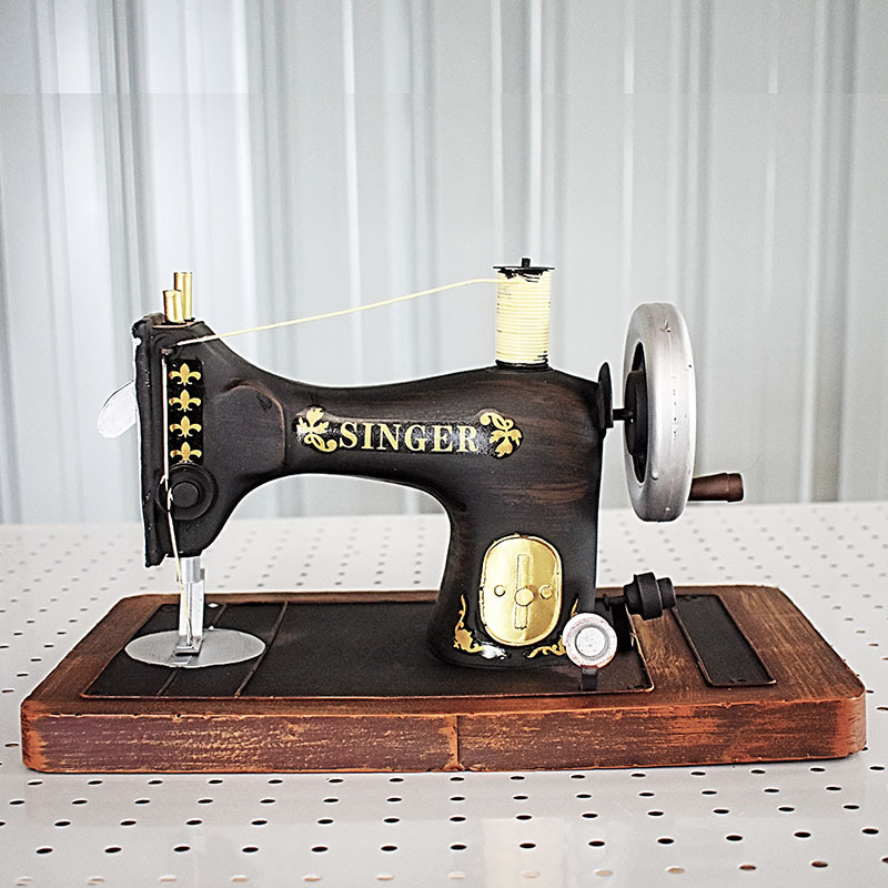 手工复古老式做旧台式缝纫机模型摆件家居装饰品道具创意铁艺摆设