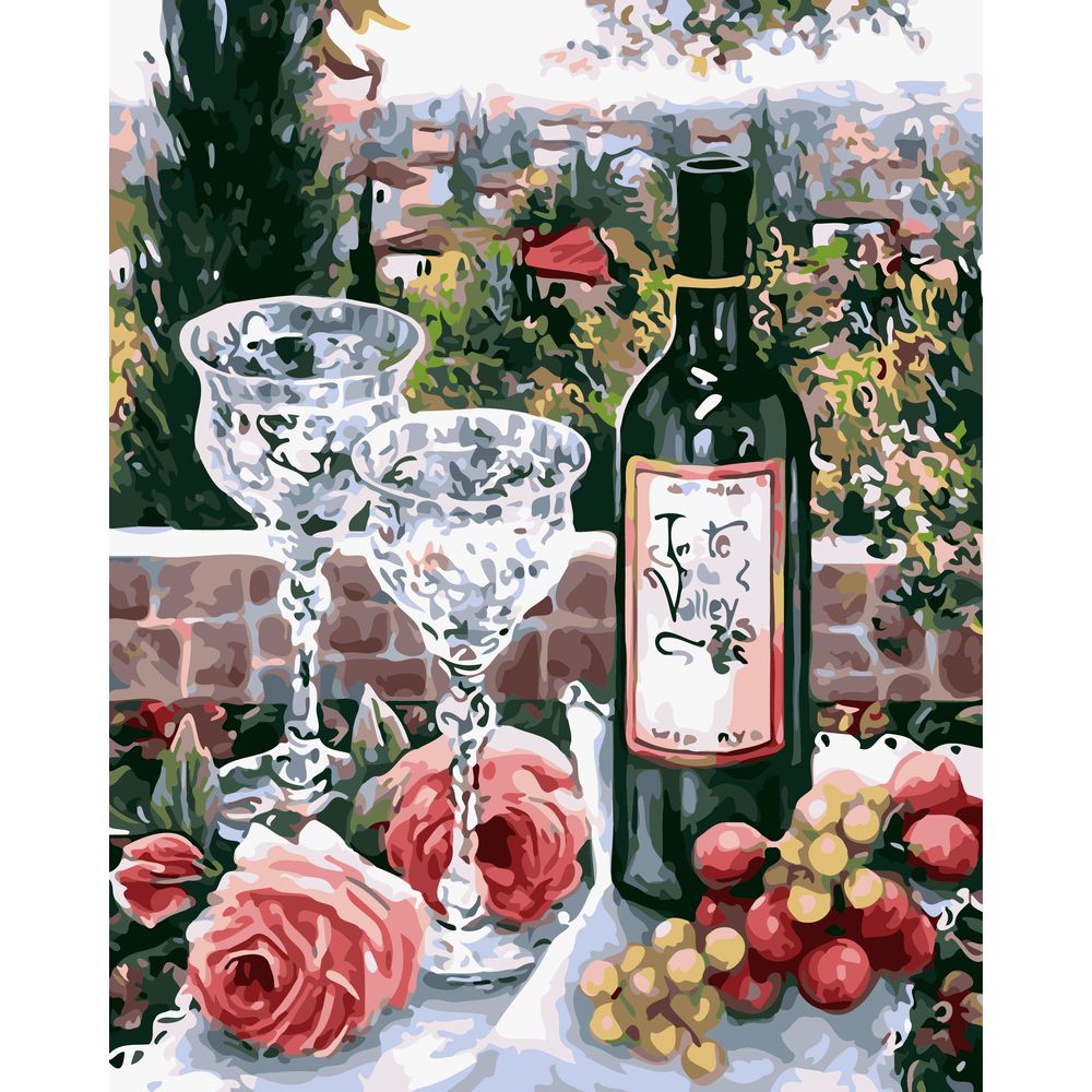 DIY数字油画自己填色材料包欧式 葡萄美红酒高脚杯餐厅厨房装饰画