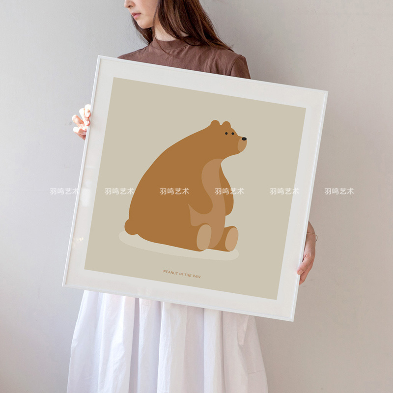 韩国ins少女可爱北极熊卡通装饰画芯 儿童房相框挂画艺术纸质海报